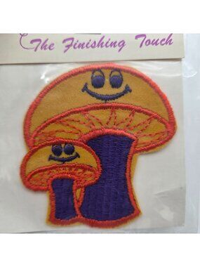 Smiling Mushroom Embroidered Appliques Patch By Cloth World Washable Colorfast